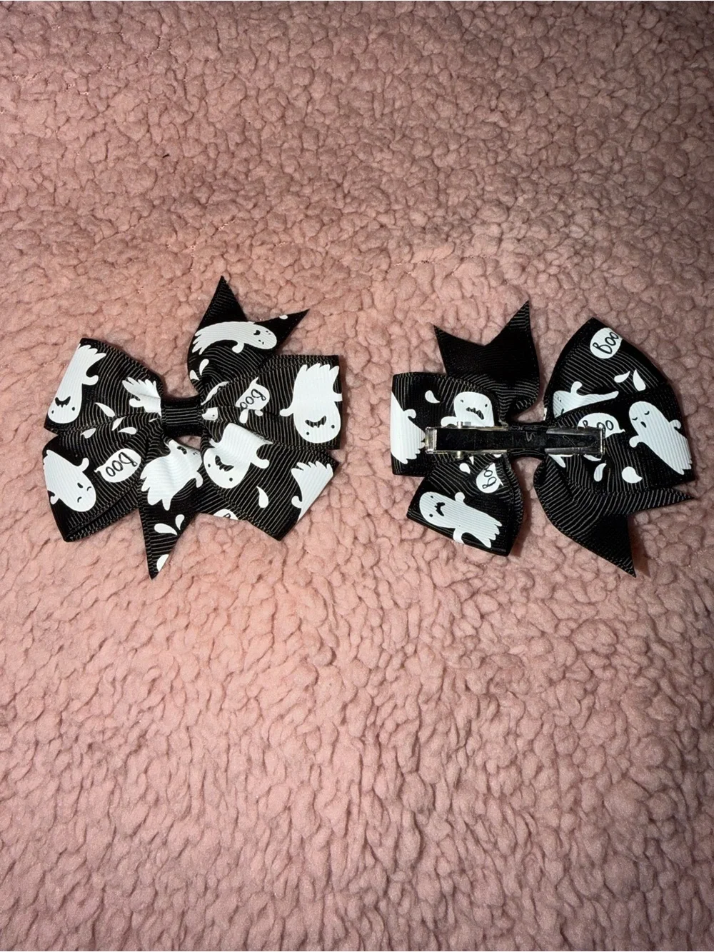 Black Ghost Print Hair Bow Set for Kids